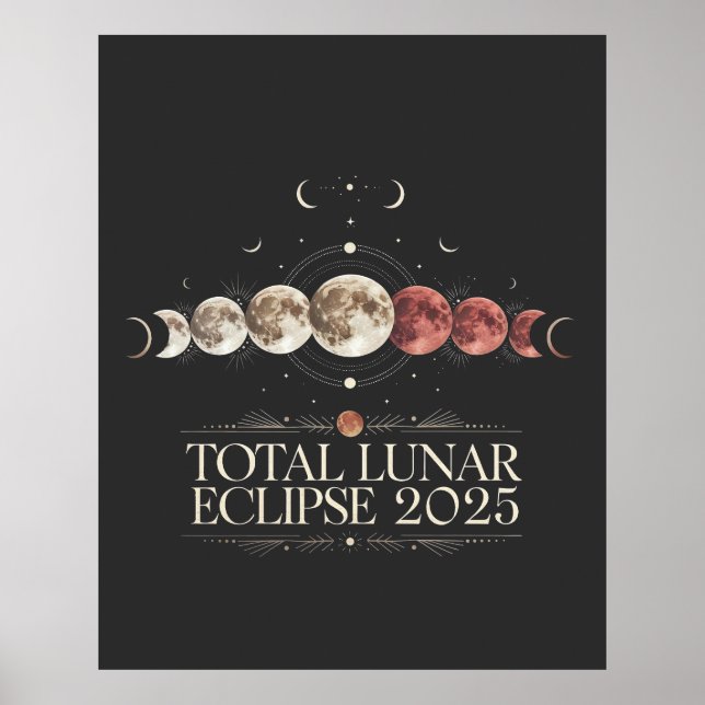 Póster Eclipse lunar total 2025 Astronomía Noroeste de Es (Frente)