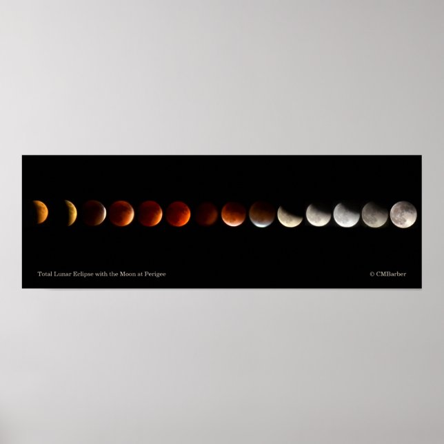 Póster Eclipse lunar total con la luna en peligro (Frente)
