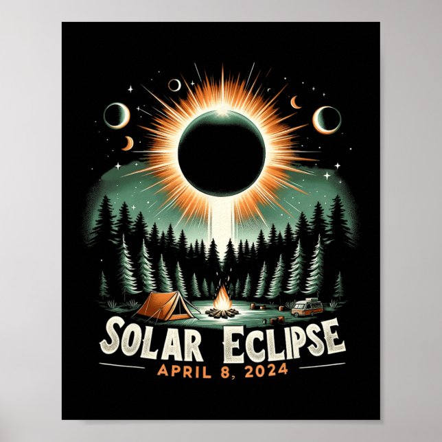 Póster Eclipse solar 04.08.2024 Eclipse solar estadounide (Frente)