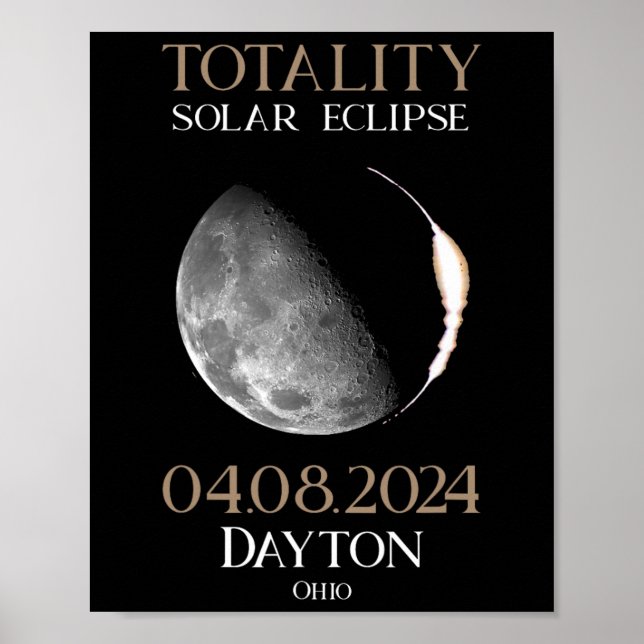 Póster Eclipse solar 2024 04 Dayton Ohio (Frente)