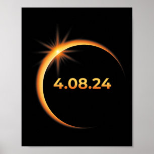 Póster Eclipse solar 2024 América Totalidad 04 08 24 Prim