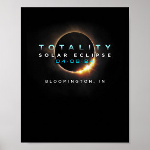 Póster Eclipse Solar 2024 Bloomington En Totalidad 04-08-