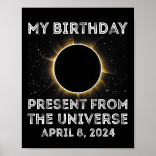 Póster Eclipse solar 2024 Cumpleaños presente 4.8.24 Tota