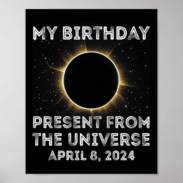 Póster Eclipse solar 2024 Cumpleaños presente 4.8.24 Tota (Frente)