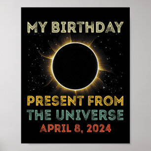 Póster Eclipse solar 2024 Cumpleaños presente 4.8.24 Tota