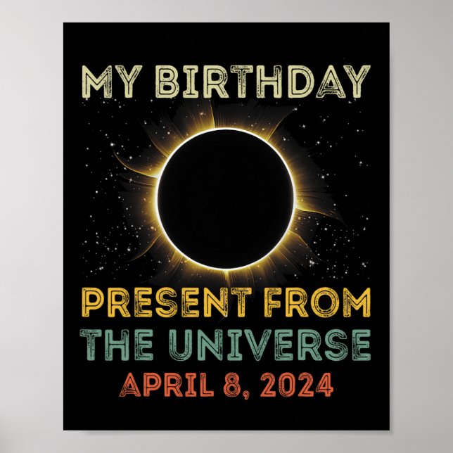 Póster Eclipse solar 2024 Cumpleaños presente 4.8.24 Tota (Frente)
