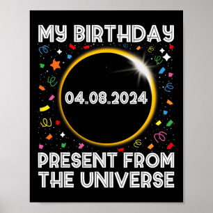 Póster Eclipse solar 2024 Cumpleaños presente 4.8.24 Tota