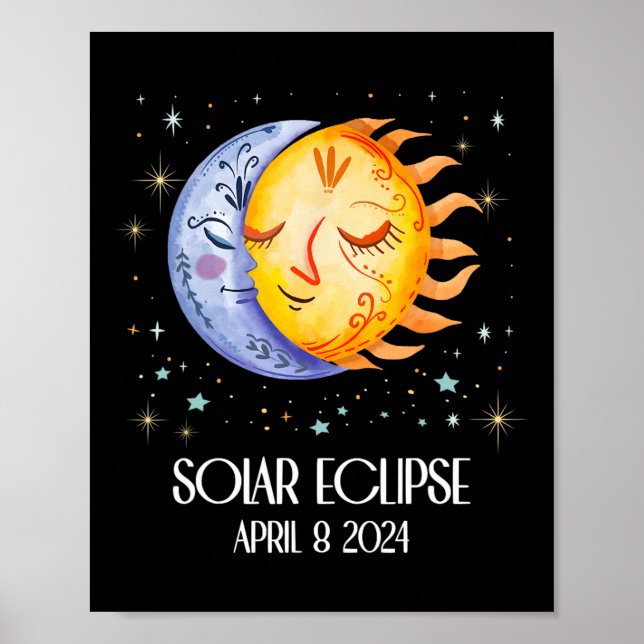 Póster Eclipse Solar 2024 Cute Eclipse Solar Niños Gi (Frente)