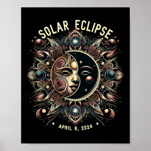 Póster Eclipse solar 2024 Eclipse solar total 4.08.24 Niñ
