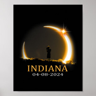 Póster Eclipse solar 2024 Eclipse solar total de Indiana
