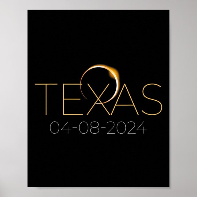 Póster Eclipse solar 2024 Eclipse solar total de Texas (Frente)