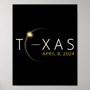 Póster Eclipse solar 2024 Eclipse solar total de Texas