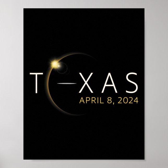 Póster Eclipse solar 2024 Eclipse solar total de Texas (Frente)