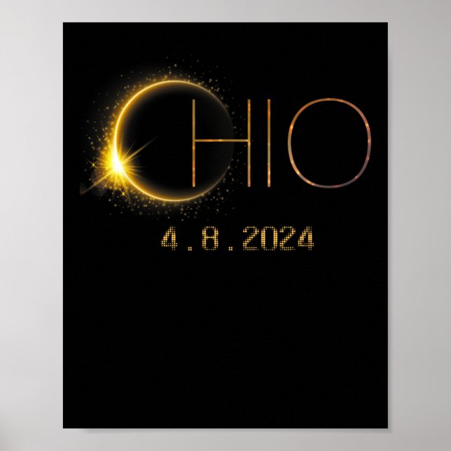 Póster Eclipse solar 2024 Eclipse solar total Ohio (Frente)