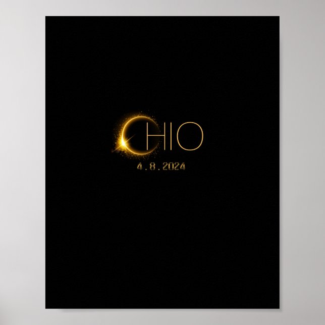 Póster Eclipse solar 2024 Eclipse solar total Ohio (Frente)