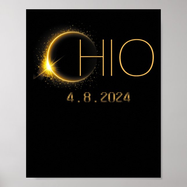 Póster Eclipse solar 2024 Eclipse solar total Ohio (Frente)