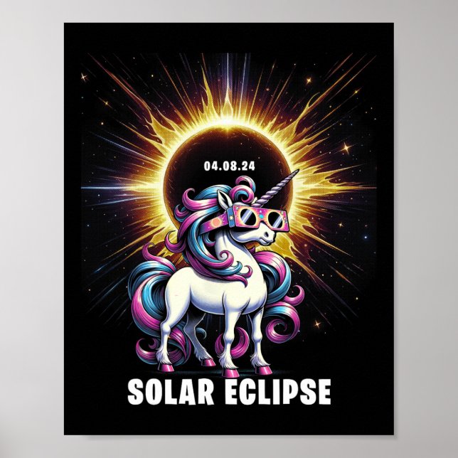 Póster Eclipse solar 2024 Eclipse total 8 de abril 24 Uni (Frente)