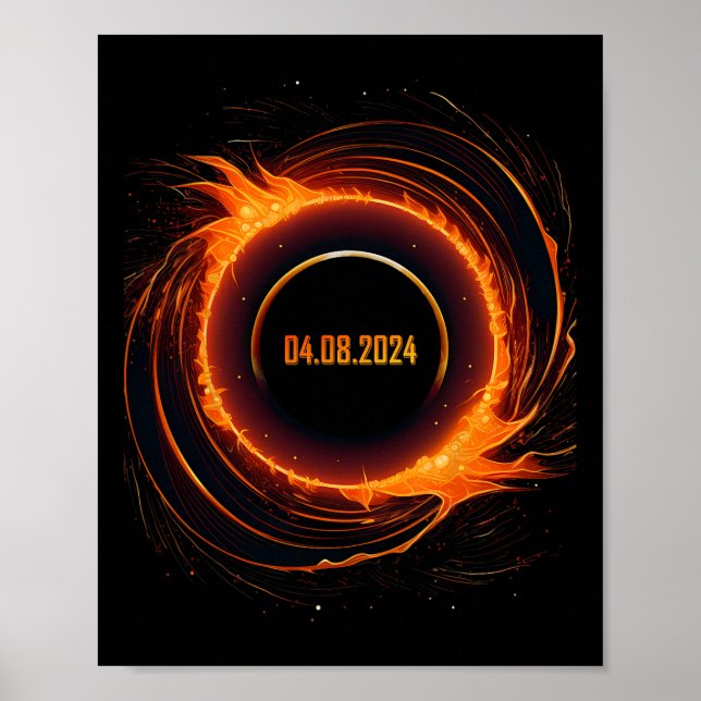 Póster Eclipse solar 2024 Eclipse total de sol (Frente)