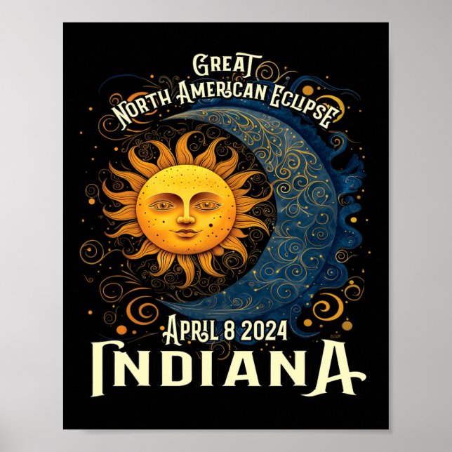 Póster Eclipse Solar 2024 Evento Celestial Totality Souve (Frente)
