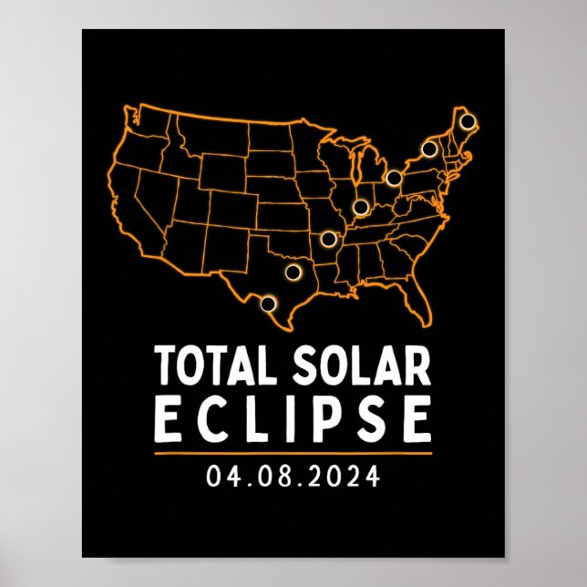 Póster Eclipse solar 2024 Fiesta América Totalidad Total  (Frente)