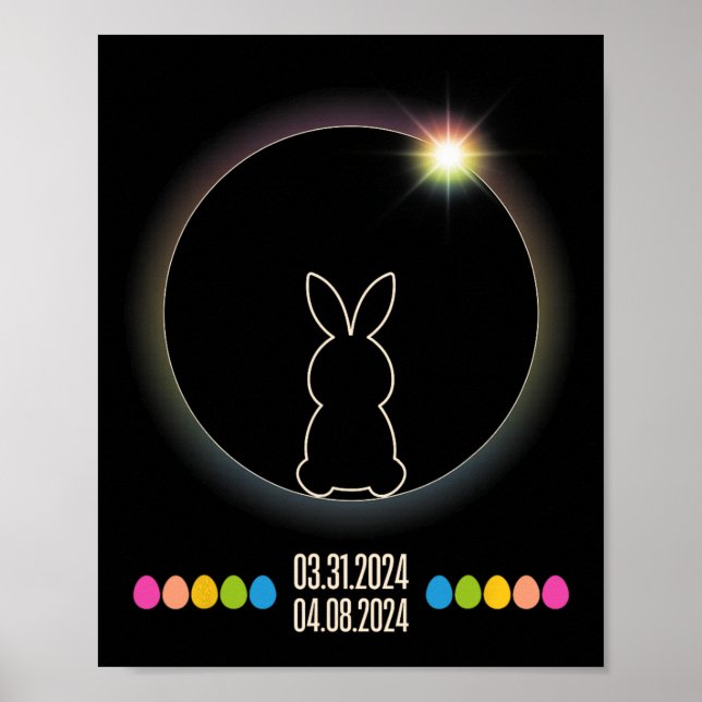 Póster Eclipse solar 2024 Huevos de Pascua de Pascua (Frente)