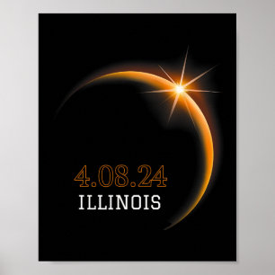 Póster Eclipse solar 2024 Illinois Total Spring 4.08.2