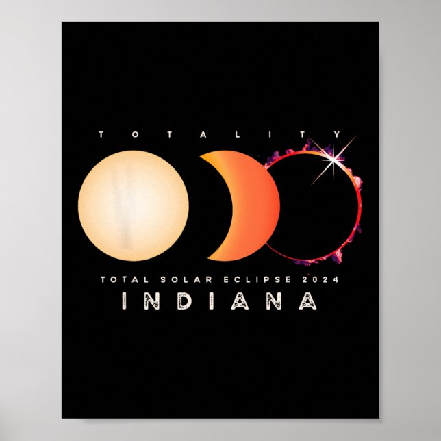 Póster Eclipse solar 2024 Indiana Eclipse total América G (Frente)