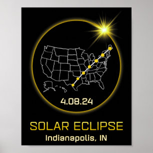 Póster Eclipse Solar 2024 Indianápolis En Indiana Totalit
