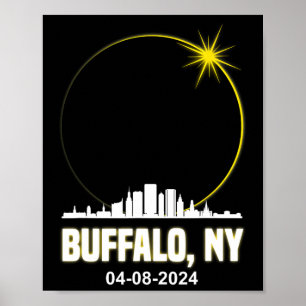 Póster Eclipse Solar 2024 Línea Skyline Búfalo Ecl Solar