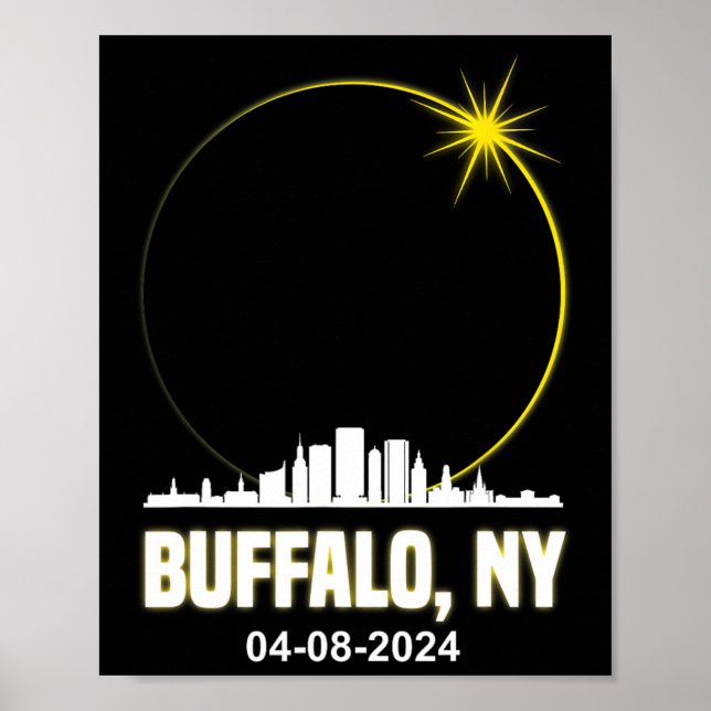 Póster Eclipse Solar 2024 Línea Skyline Búfalo Ecl Solar  (Frente)