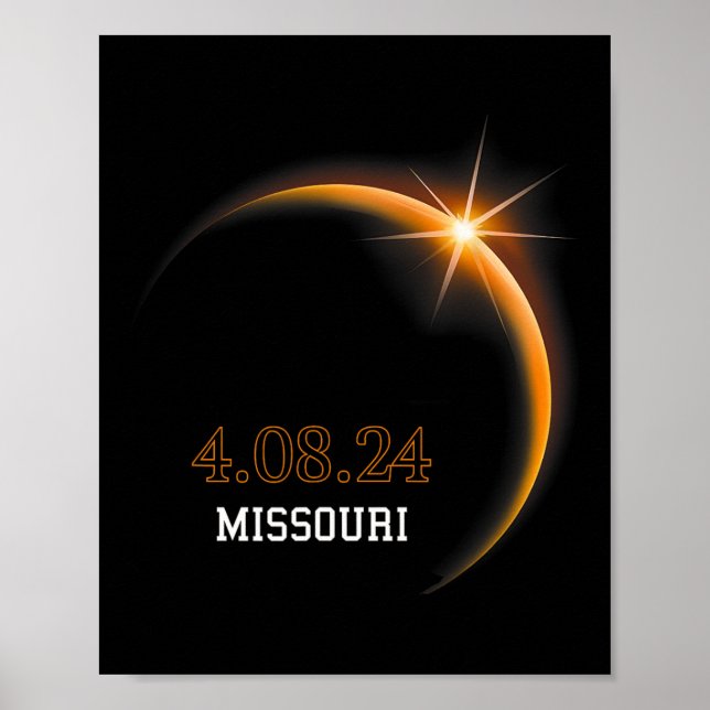 Póster Eclipse solar 2024 Missouri Total Spring 4.08.2 (Frente)