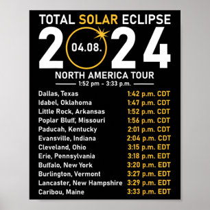 Póster Eclipse solar 2024 North America Tour State Totali