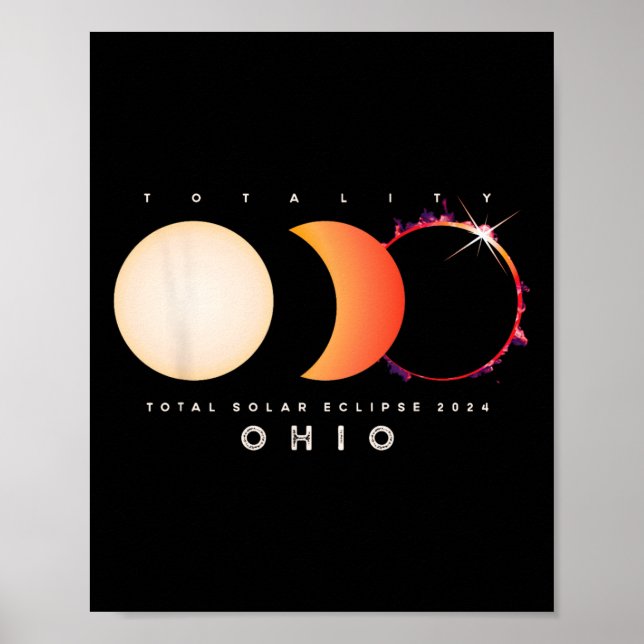 Póster Eclipse solar 2024 Ohio Total Eclipse America Grap (Frente)