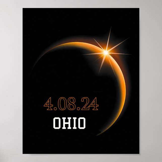 Póster Eclipse solar 2024 Ohio Total Primavera 4.08.24 (Frente)