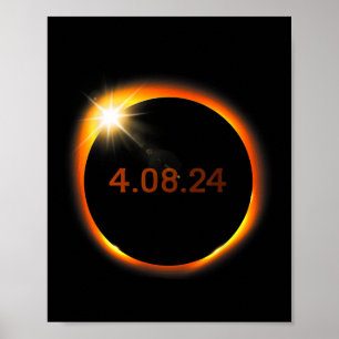 Póster Eclipse solar 2024 Primavera de la Totalidad Ameri