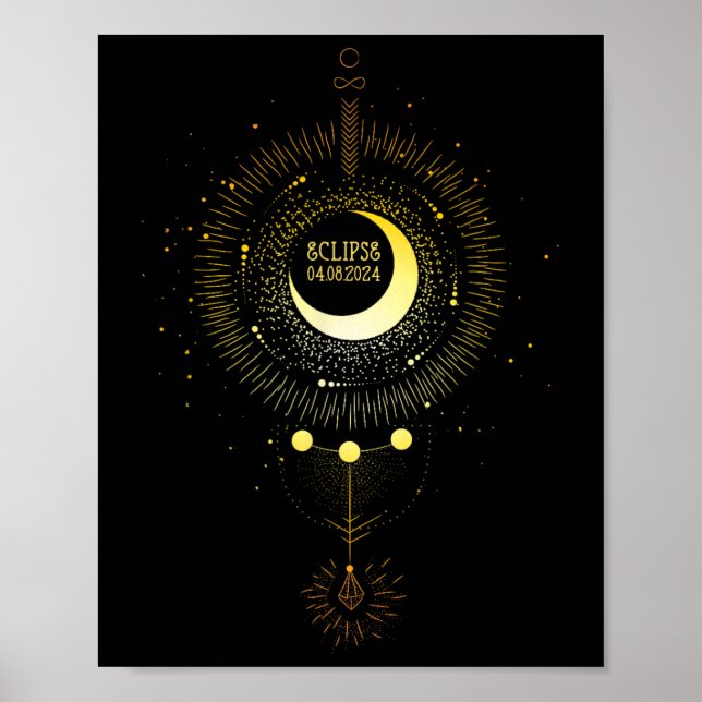 Póster Eclipse solar 2024 Ruta de la Luna del Sol Boho To (Frente)