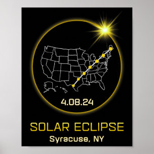 Póster Eclipse solar 2024 Syracuse Ny New York Totalidad