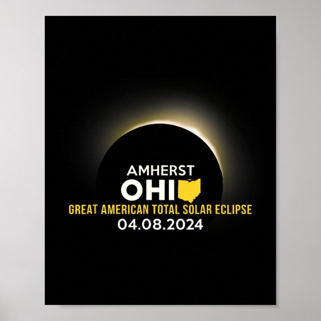 Póster Eclipse Solar 2024 Totalidad Abril 8 (Frente)