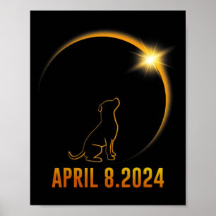 Póster Eclipse solar 2024 Totalidad de perro 1