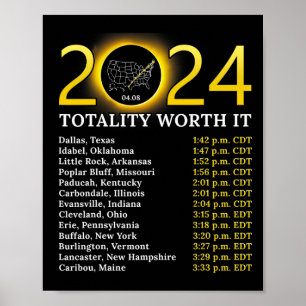 Póster Eclipse Solar 2024 Totalidad Graciosa Vale La Pena