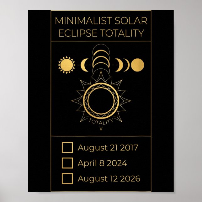 Póster Eclipse Solar 2026 2024 2017 Eclipse Solar Total (Frente)