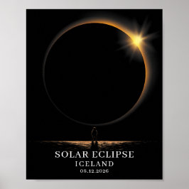 Póster Eclipse Solar 2026 Islandia Celeste
