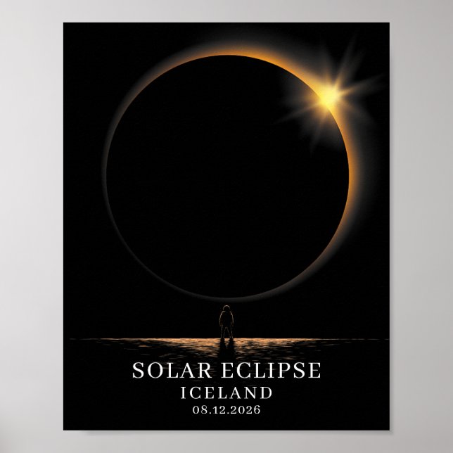 Póster Eclipse Solar 2026 Islandia Celeste (Frente)