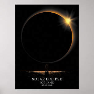Póster Eclipse Solar 2026 Islandia Celestial