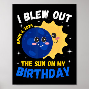 Póster Eclipse solar 4.08.24 Cita graciosa de cumpleaños