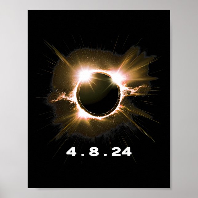 Póster Eclipse solar 4.8.24 Evento de total 2024 (Frente)