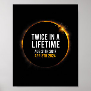 Póster Eclipse Solar 8 Abr 2024 Totalidad Dos Veces En Un