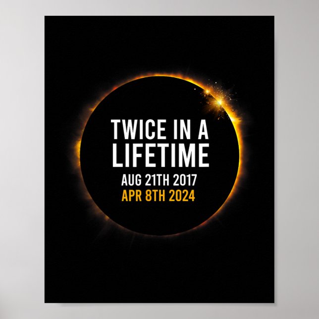 Póster Eclipse Solar 8 Abr 2024 Totalidad Dos Veces En Un (Frente)
