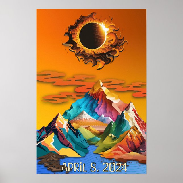 Póster Eclipse solar 8 de abril de 2024 (Frente)