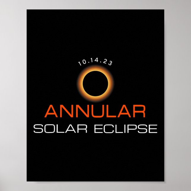 Póster Eclipse solar anual 14 de octubre Astronomía (Frente)